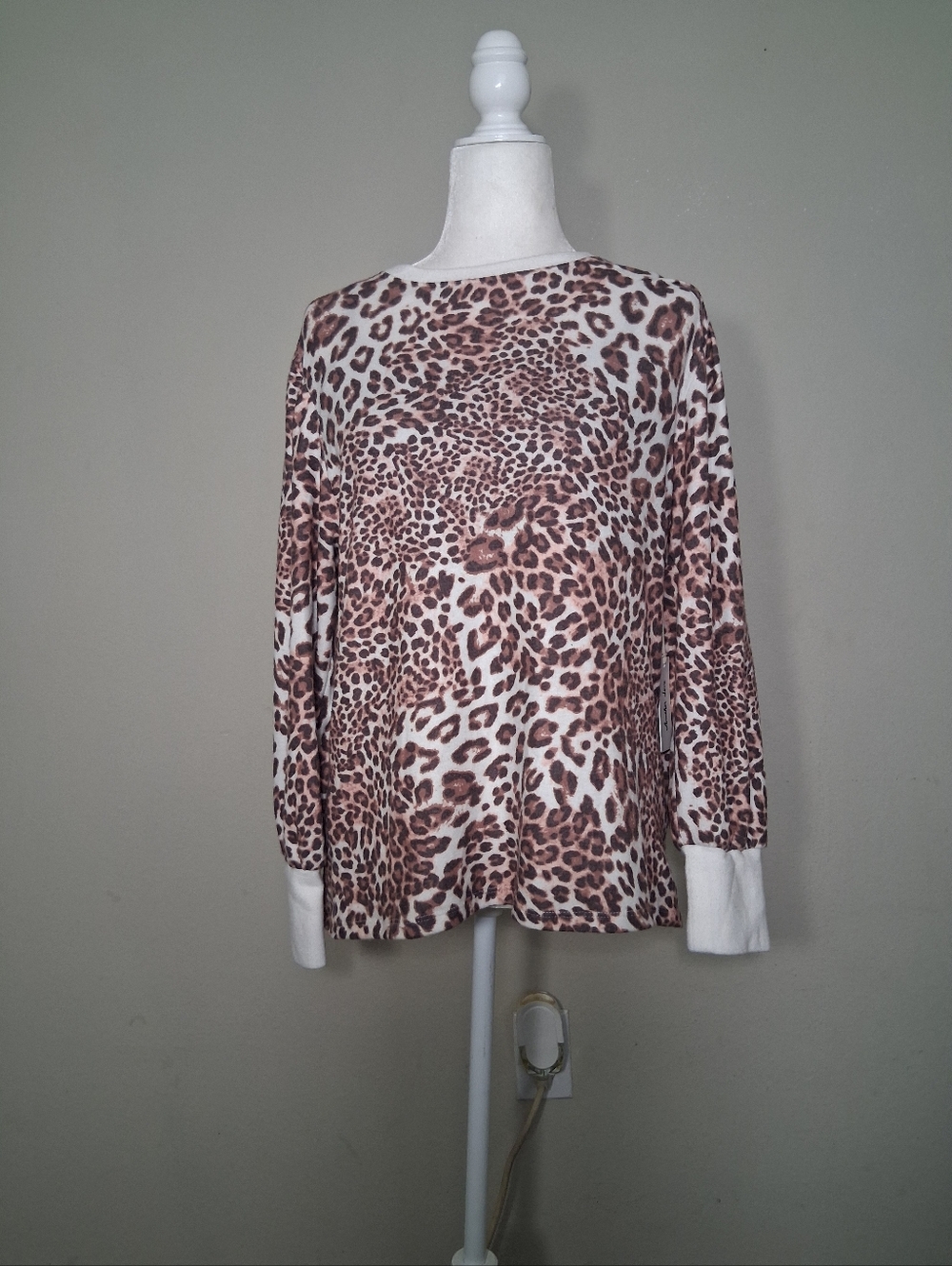 Another Love Leopard Print Long Sleeve Top in Brown and Cream